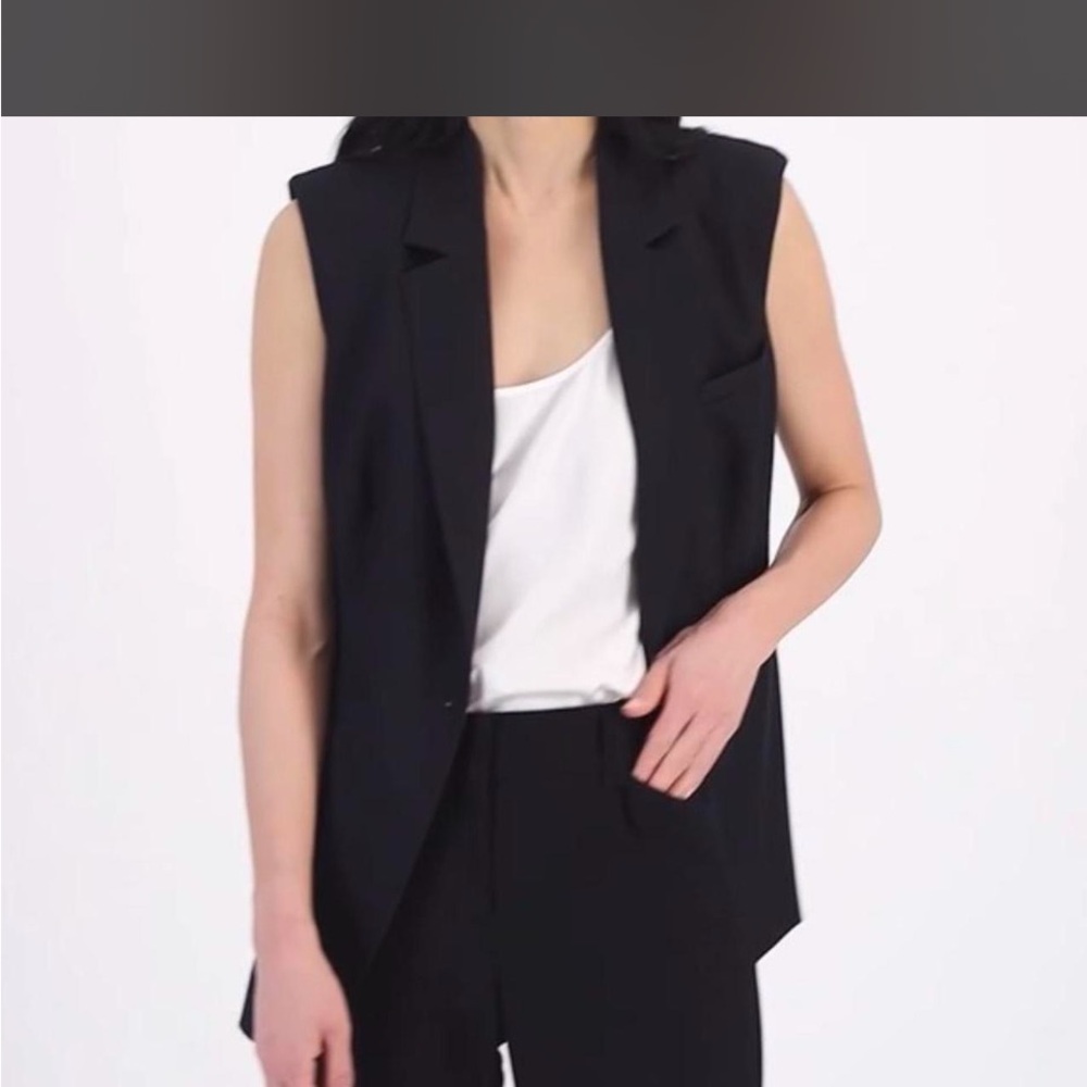 INC International Concepts Black Sleeveless Blazer
